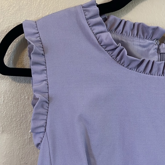 J. Crew Lavender Sleeveless Ruffle Trim Shift Wool Dress 4P - Picture 5 of 12